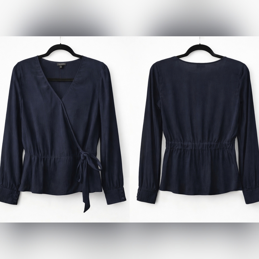 Talbots Navy Wrap Blouse